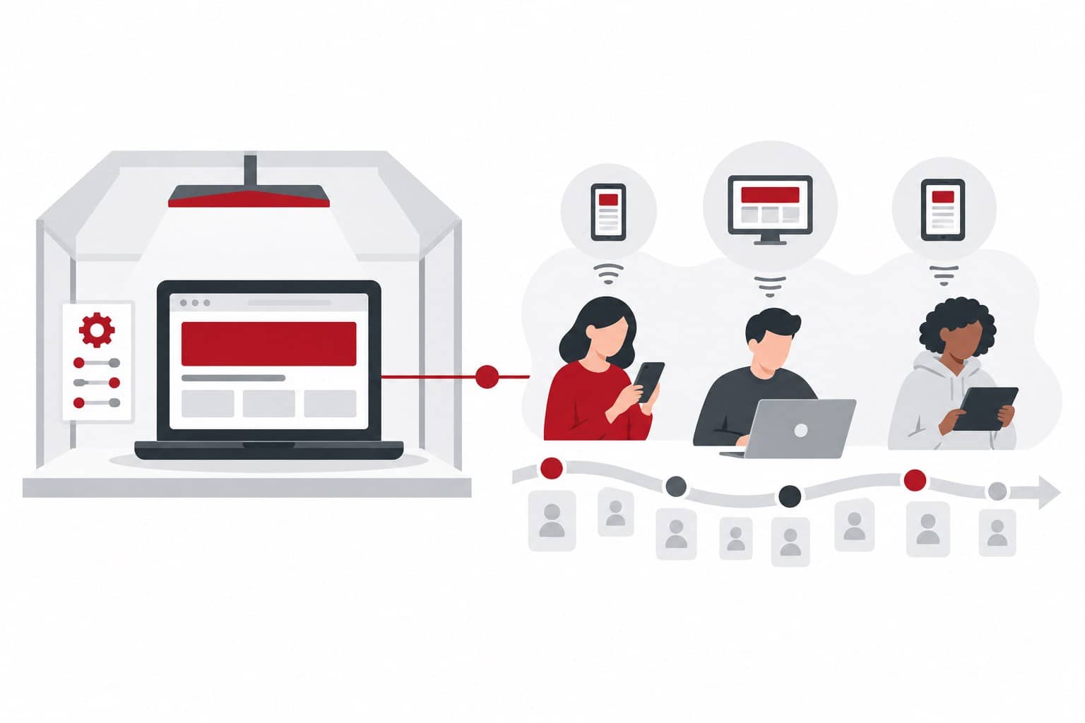 PageSpeed messen und verbessern: Core Web Vitals, Tools & CMS 2 KI-generierte Illustration: ein kontrollierter Labortest wird den aggregierten Erfahrungen realer Websitebesucher gegenübergestellt