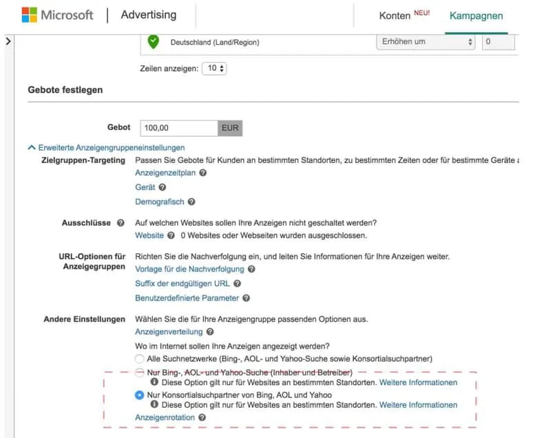 ecosia auf microsoft ads bing werben sea