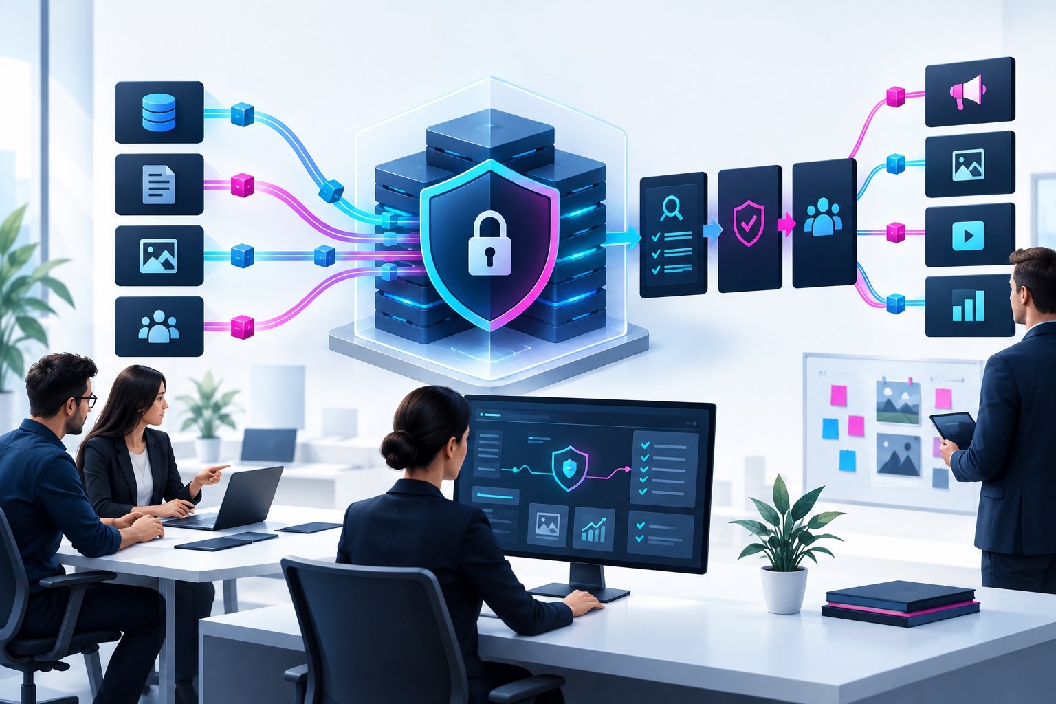 KI-Tools für Marketing 2026: Welche Tools sich wofür eignen 3 Geschützter Datenfluss bei der Nutzung von KI-Tools im Marketing mit menschlicher Kontrolle
