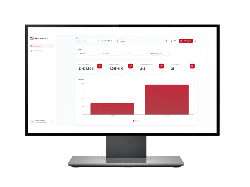 AWIN-Transaktionen endlich verständlich – in einem Dashboard 1 single desktop mockup in front view over a null background a12335