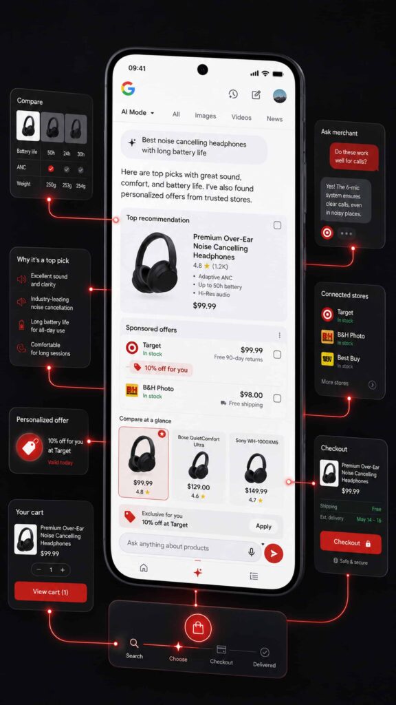 KI-Ads werden zum neuen Commerce-Kanal 10 Google verbindet KI Suche Werbung und Checkout