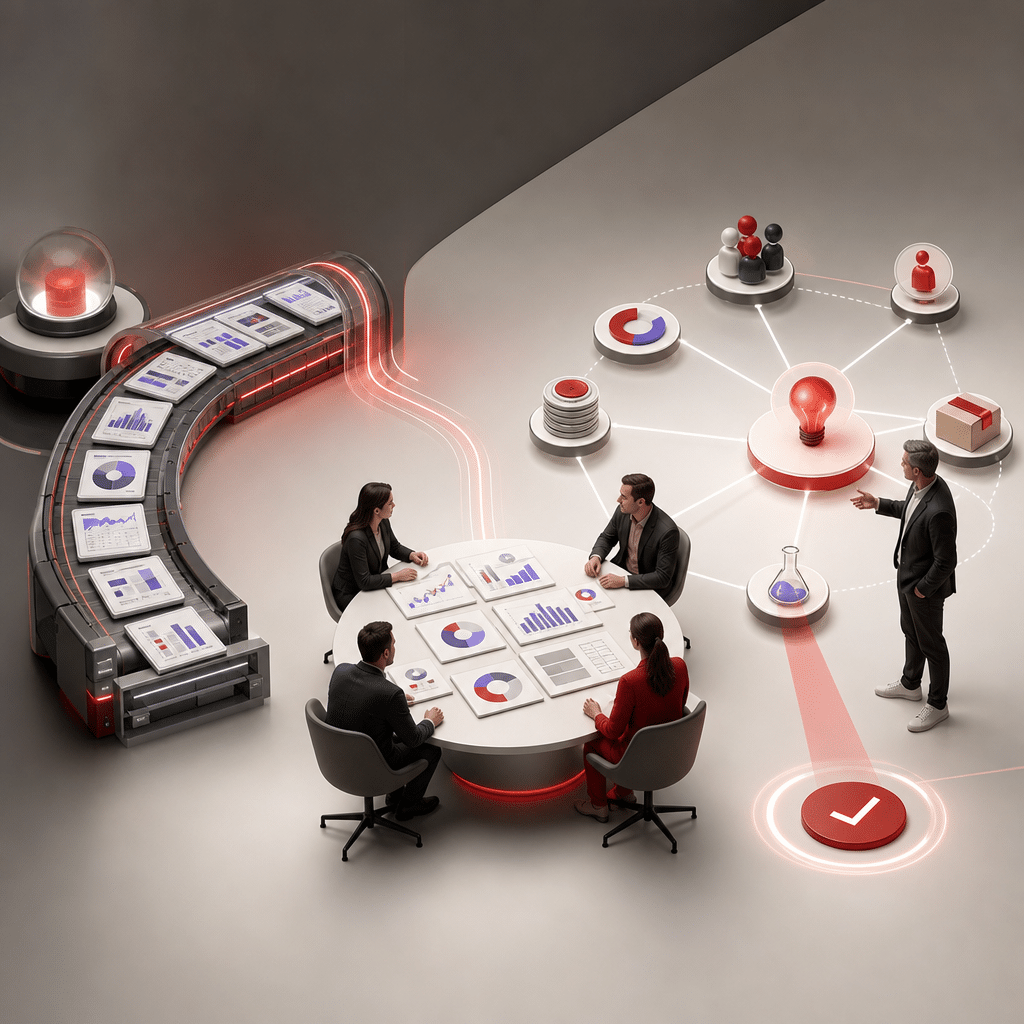 Meta AI analysiert jetzt Werbekonten: Was Unternehmen und Agenturen wissen müssen 6 Automatisiertes Reporting wird mit CRM-Daten, Profitabilität und strategischer Bewertung durch einen Marketingexperten verbunden.