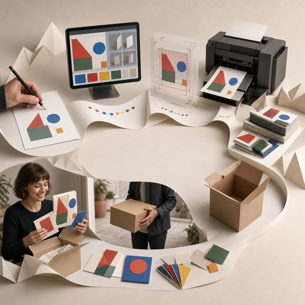 Vier Online-Druckereien, vier Marketingmodelle: FLYERALARM, WIRmachenDRUCK, Onlineprinters und print24 im Vergleich 12 Ein durchgehender Prozess führt von der Idee über Konfiguration und Produktion bis zu Versand, Auspacken und Wiederbestellung.
