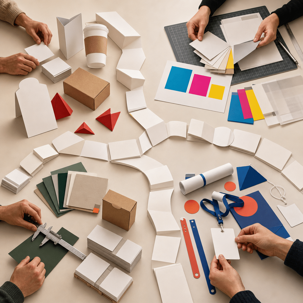 Vier Online-Druckereien, vier Marketingmodelle: FLYERALARM, WIRmachenDRUCK, Onlineprinters und print24 im Vergleich 3 Vier miteinander verbundene Arbeitssituationen stehen für kleine Unternehmen, Kreative, professionelle Druckeinkäufer und Vereine.