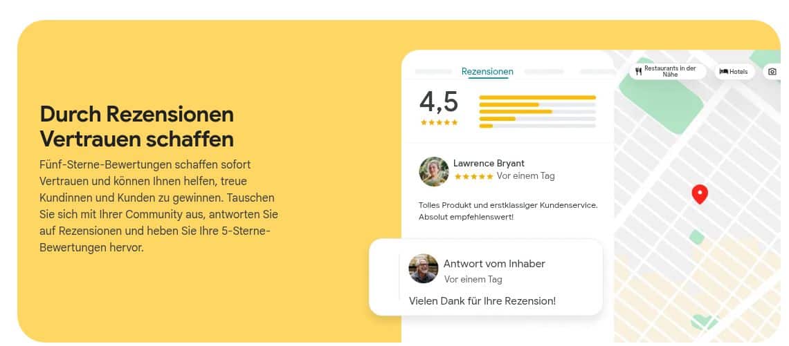 Google Unternehmensprofil optimieren: Anleitung für 2026 5 Google-Beispiel für eine Rezension und die Antwort des Unternehmensinhabers