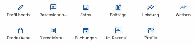 Google Unternehmensprofil optimieren: Anleitung für 2026 1 Schaltflächen zur Verwaltung eines Google Unternehmensprofils in der Google Suche