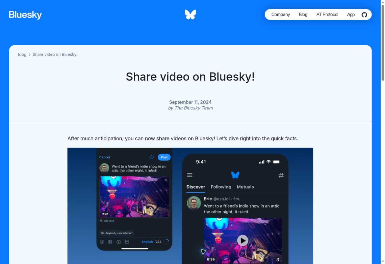 Social-Media-Plattformen 2026: Der große Vergleich für Unternehmen 7 Bluesky-Ankündigung zur Einführung nativer Videos im September 2024