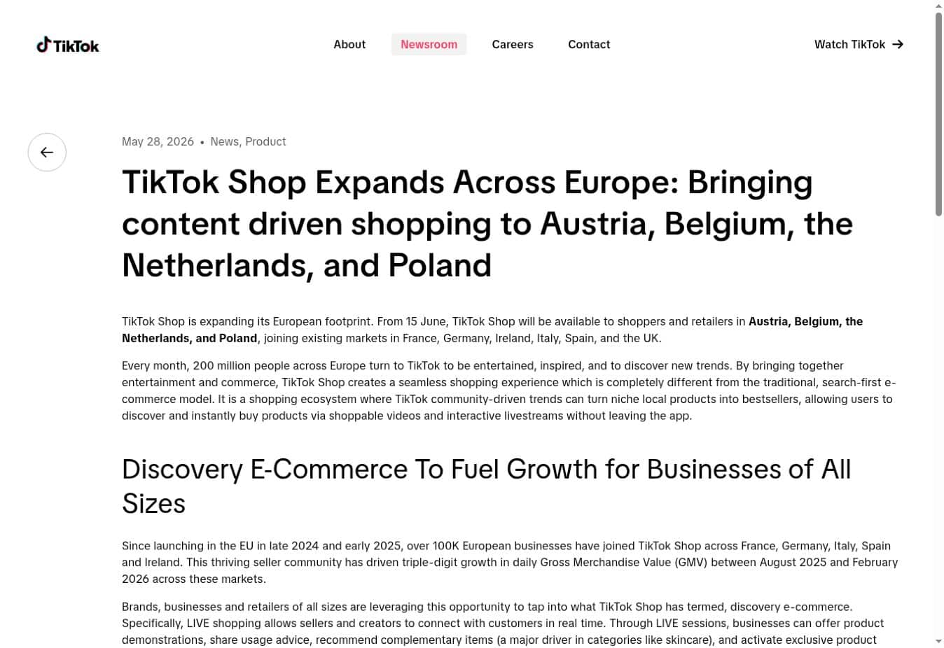 Social-Media-Plattformen 2026: Der große Vergleich für Unternehmen 4 TikTok-Newsroom: TikTok Shop in Deutschland und weiteren europäischen Märkten 2026