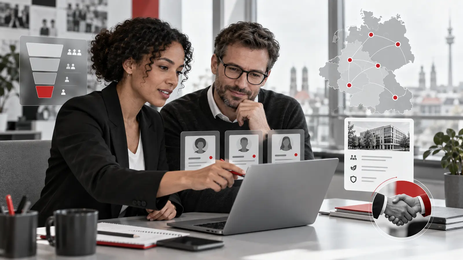 XING-Profil erstellen und optimieren: Anleitung 2026 4 Illustration eines Recruiting-Teams bei der Suche nach Fachkräften im deutschsprachigen Raum